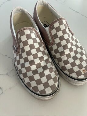 Vans Classic Slip-On Checkerboard Shoes in Mauve